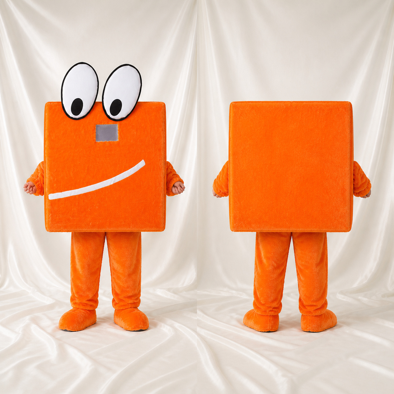 Bloc carré orange Costume de mascotte intégral pour adultes Promotions Bloc carré orange Costume de mascotte intégral pour adultes Promotions