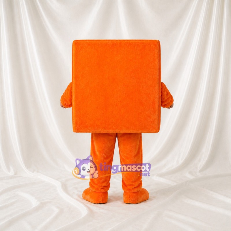 Orange Square Block Mascot Costume Full Body for Adults Promotions