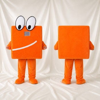 Orange Square Block Mascot Costume Full Body for Adults Promotions