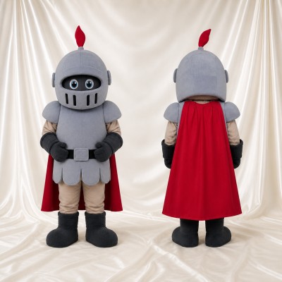 Gray Knight Mascot Costume Full Body for Adults Promotions