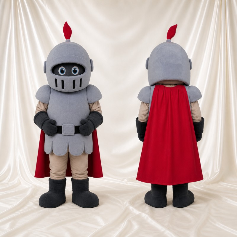 Gray Knight Mascot Costume Full Body for Adults Promotions
