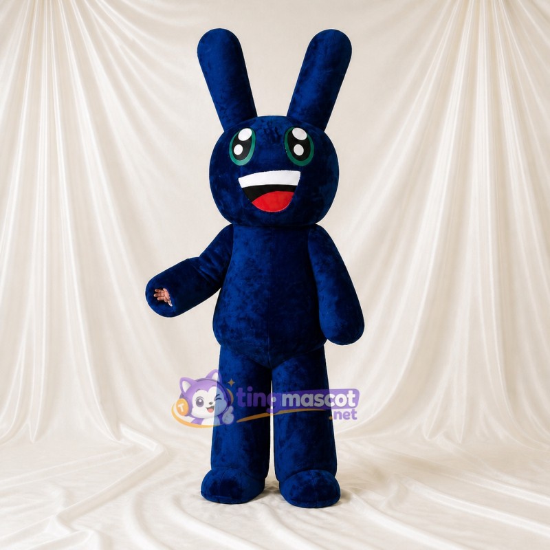 Navy Blue Rabbit Mascot Costume Full Body for Adults School Events