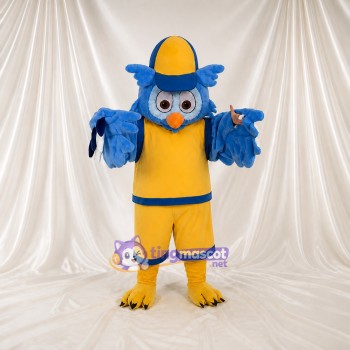 Blue Owl Athlete Mascot Costume Full Body for Adults Sports Events