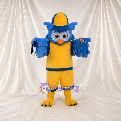 Blue Owl Athlete Mascot Costume Full Body for Adults Sports Events