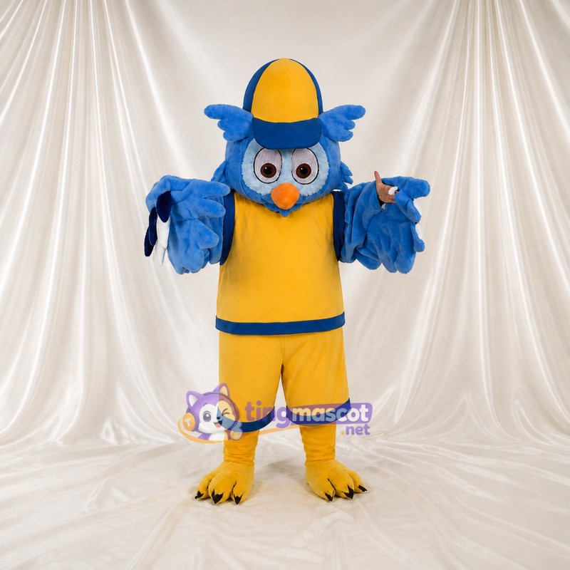 Blue Owl Athlete Mascot Costume Full Body for Adults Sports Events