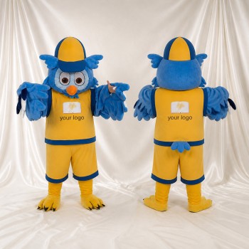 Blue Owl Athlete Mascot Costume Full Body for Adults Sports Events