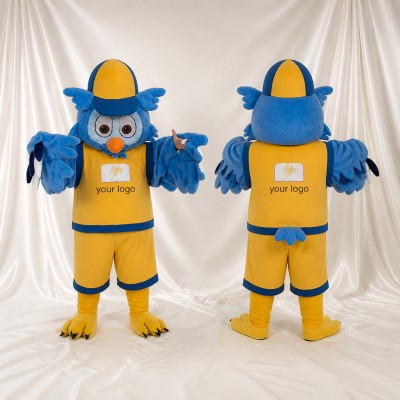 Blue Owl Athlete Mascot Costume Full Body for Adults Sports Events