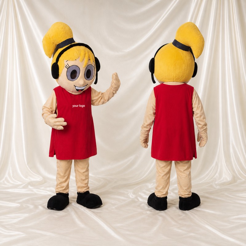 Headphone Girl Mascot Costume Full Body for Adults School Events