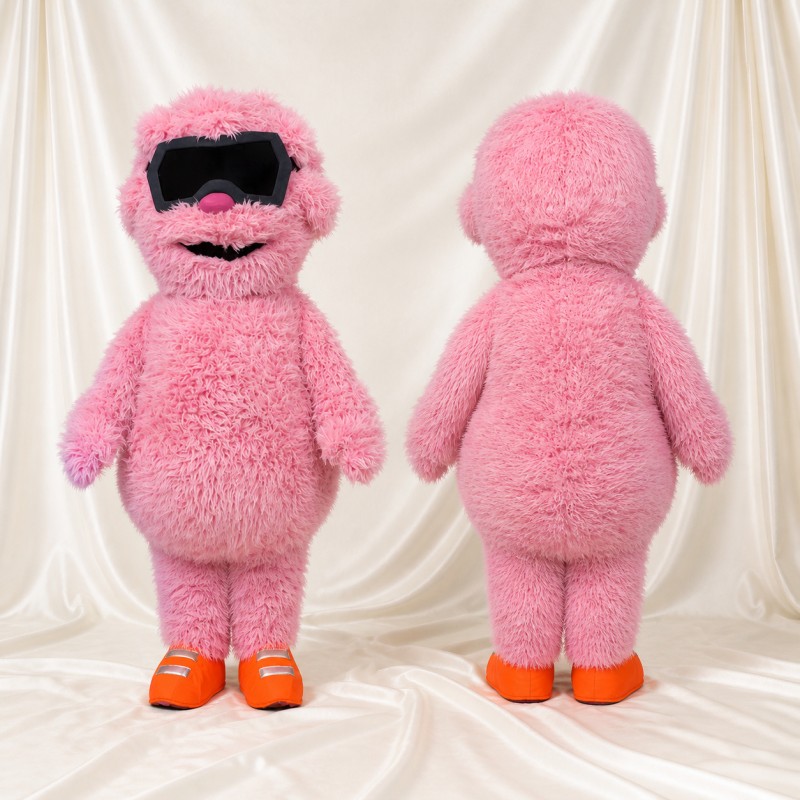 Pink Furry Monster Mascot Costume Full Body for Adults School Events