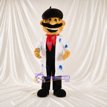 White Artist Man Mascot Costume Full Body for Adults Promotions