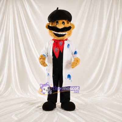 White Artist Man Mascot Costume Full Body for Adults Promotions