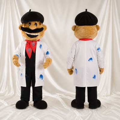 White Artist Man Mascot Costume Full Body for Adults Promotions