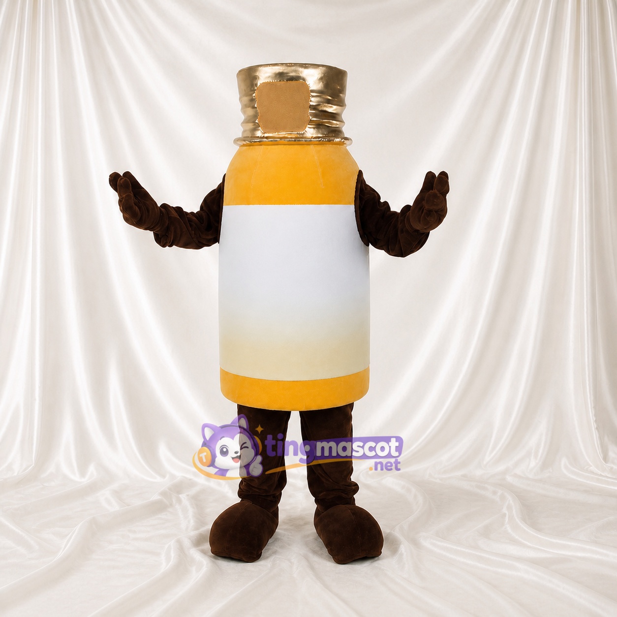 Bouteille de Médicament Jaune Costume de mascotte intégral pour adultes Promotions Bouteille de Médicament Jaune Costume de mascotte intégral pour adultes Promotions