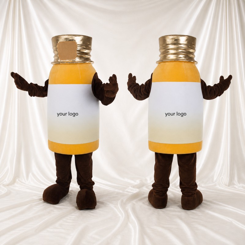 Bouteille de Médicament Jaune Costume de mascotte intégral pour adultes Promotions
