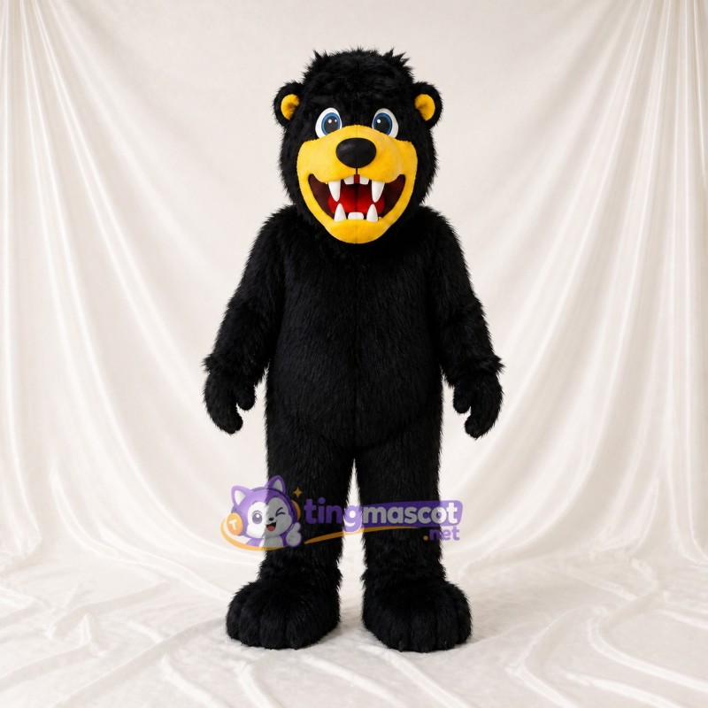 Black Construction Bear Mascot Costume Full Body for Adults School Events