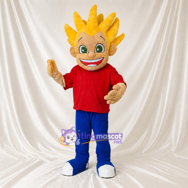 Flame Haired Boy Mascot Costume Full Body for Adults School Events