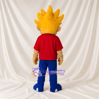 Flame Haired Boy Mascot Costume Full Body for Adults School Events