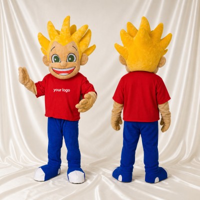 Flame Haired Boy Mascot Costume Full Body for Adults School Events