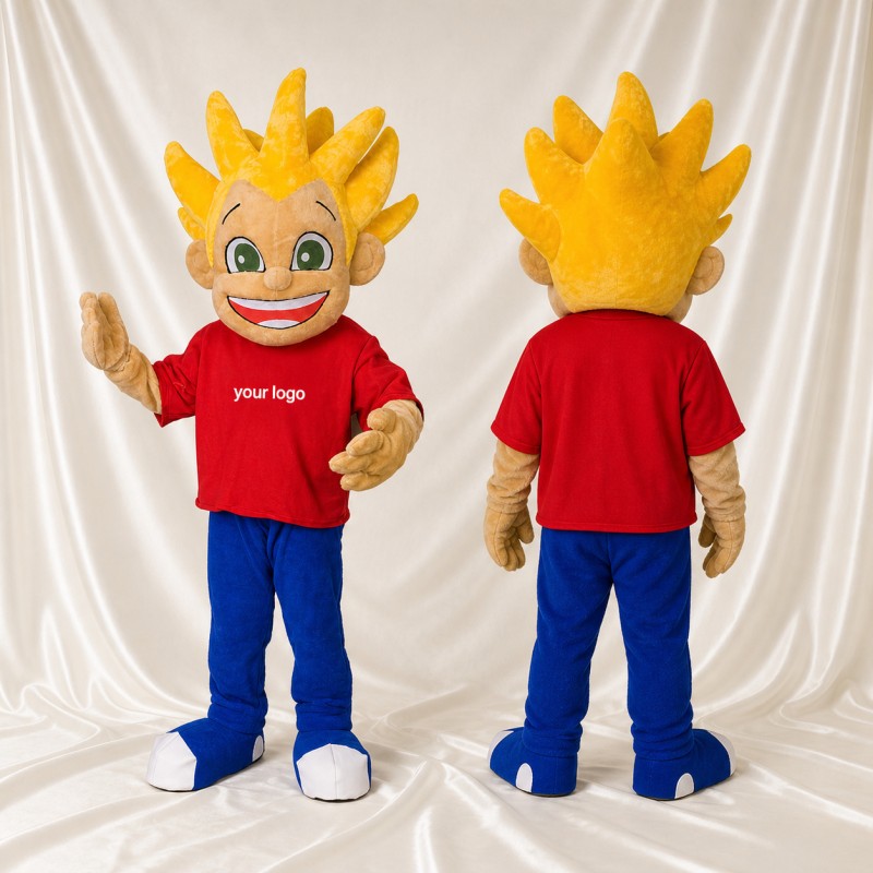 Flame Haired Boy Mascot Costume Full Body for Adults School Events