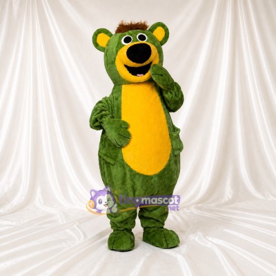Green Construction Bear Mascot Costume Full Body for Adults School Events