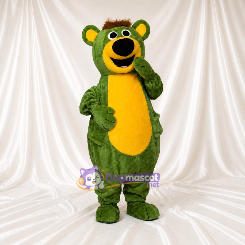 Green Construction Bear Mascot Costume Full Body for Adults School Events
