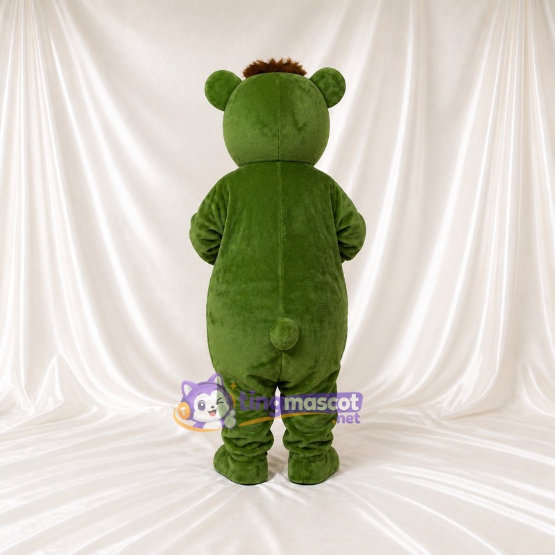 Green Construction Bear Mascot Costume Full Body for Adults School Events