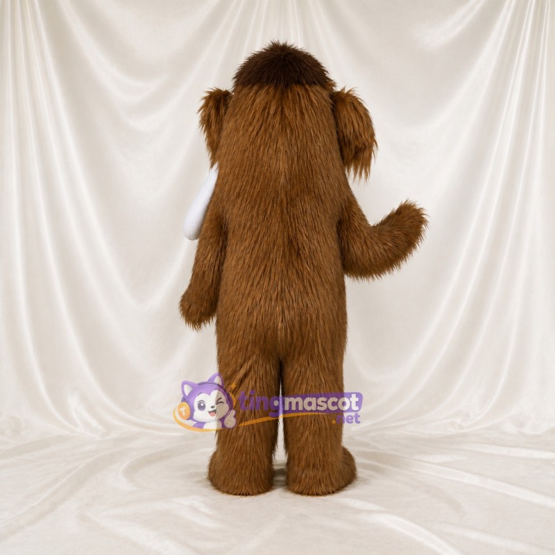 Brown Construction Woolly Mammoth Mascot Costume Full Body for Adults Schools