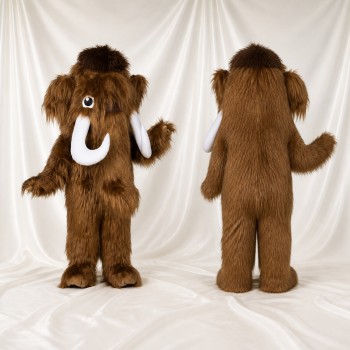 Brown Construction Woolly Mammoth Mascot Costume Full Body for Adults Schools