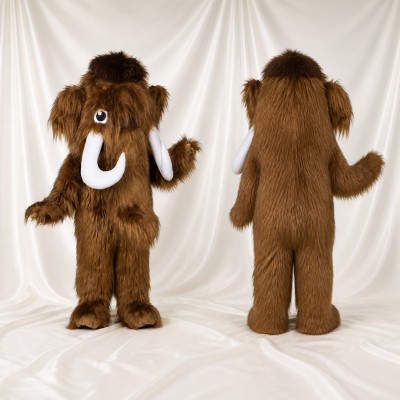 Brown Construction Woolly Mammoth Mascot Costume Full Body for Adults Schools
