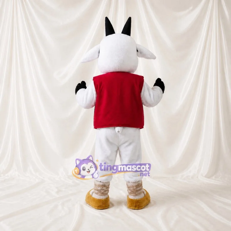 White Red And Brown Goat Mascot Costume for Schools | Tingmascot