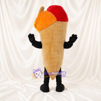 Tan High Visibility Ice Cream Cone Mascot Costume Full Body for Adults Food