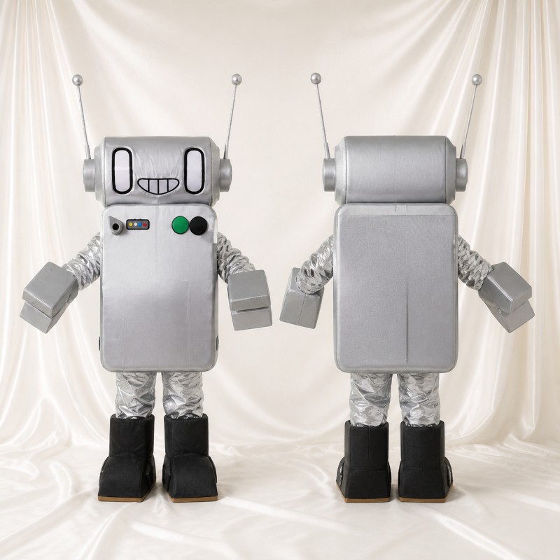 Silver Robot Mascot Costume Full Body for Adults Promotions