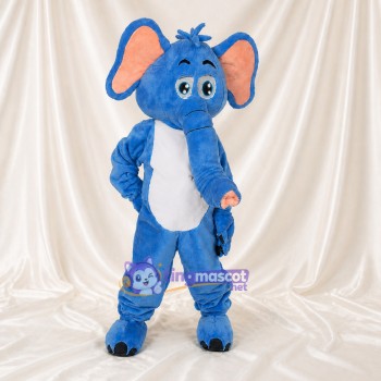 Blue Elephant Mascot Costume Full Body for Adults School Events