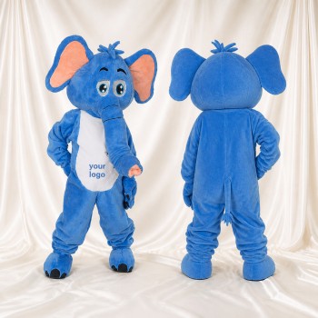 Blue Elephant Mascot Costume Full Body for Adults School Events