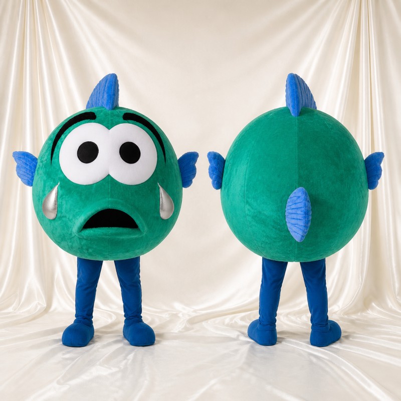 Round Fish Mascot Costume Full Body for Adults School Events