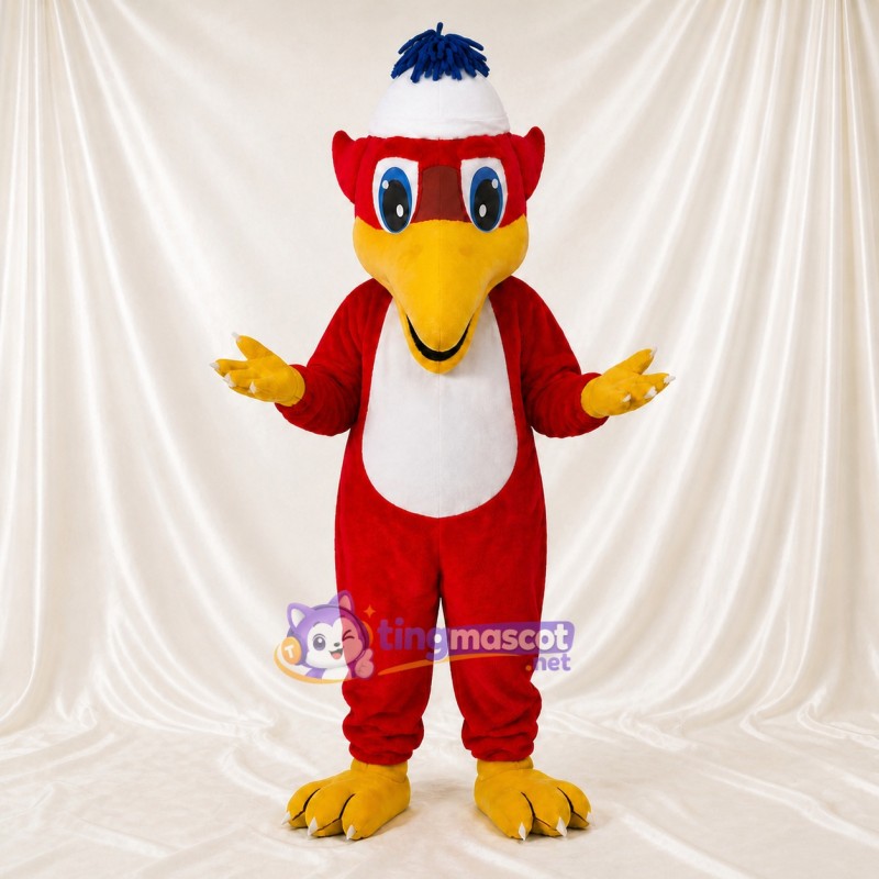 Red Construction Bird Mascot Costume Full Body for Adults School Events