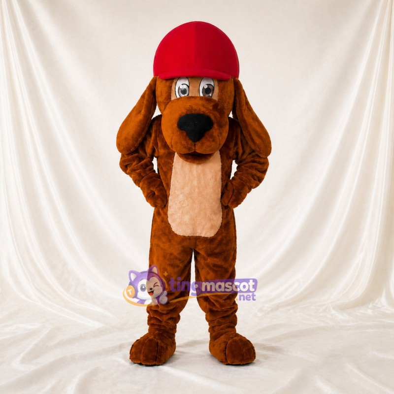 Brown Brown and Red Dog Mascot Costume Full Body for Adults School Events