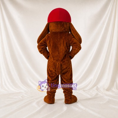 Brown Brown and Red Dog Mascot Costume Full Body for Adults School Events