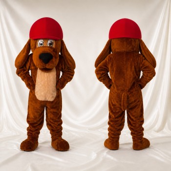 Chien brun et rouge Costume de mascotte intégral pour adultes Événements scolaires