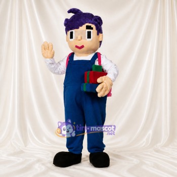 Écolier Bleu Marine Costume de mascotte intégral pour adultes Événements scolaires