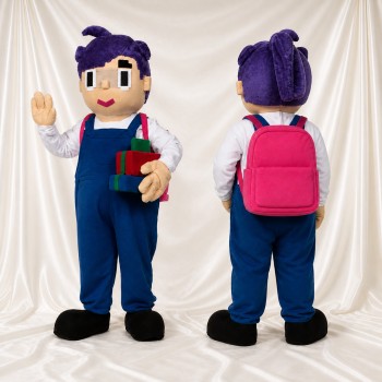 Écolier Bleu Marine Costume de mascotte intégral pour adultes Événements scolaires