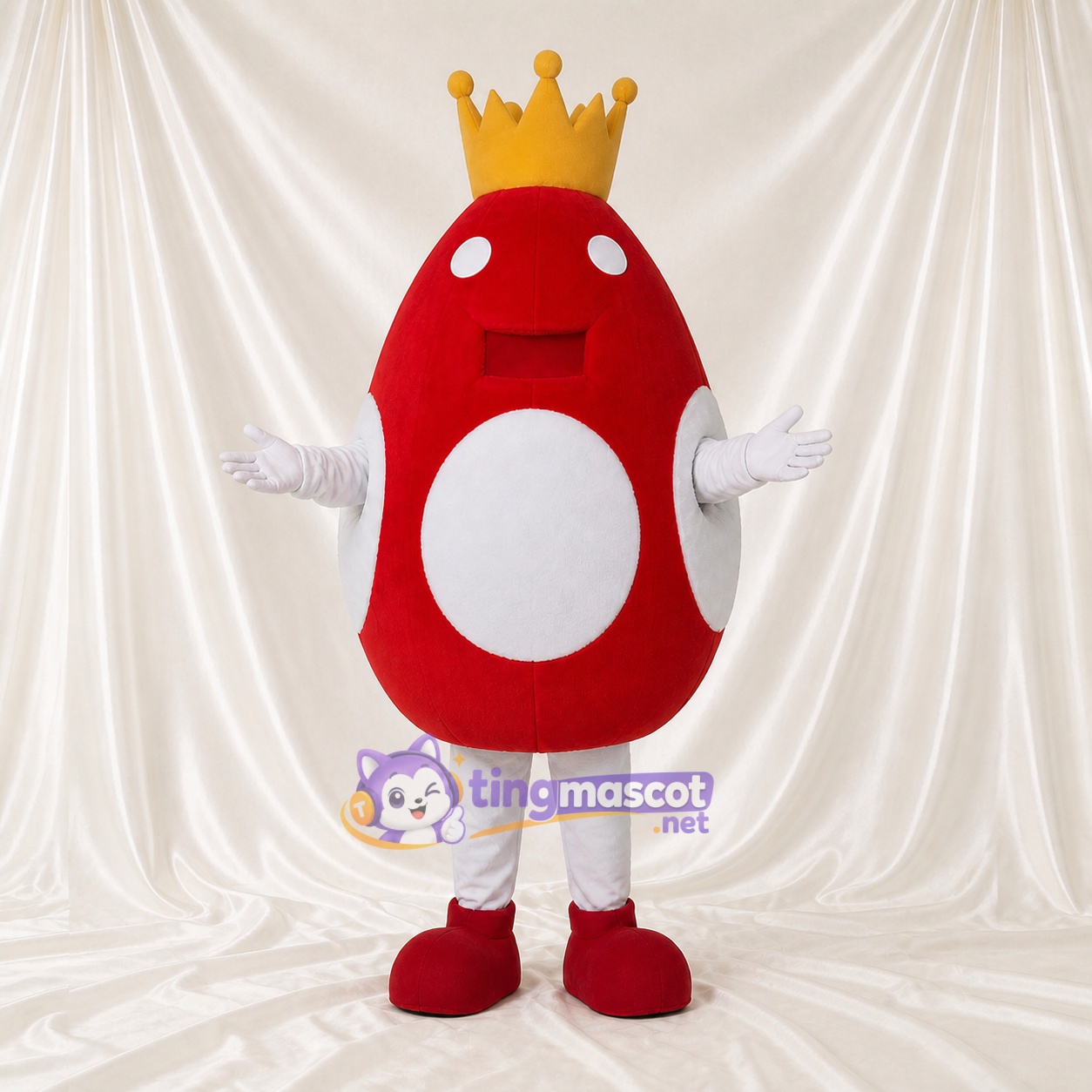 Red Crowned Blood Drop Mascot Costume Full Body for Adults School Events Red Crowned Blood Drop Mascot Costume Full Body for Adults School Events