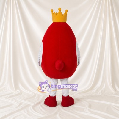 Red Crowned Blood Drop Mascot Costume Full Body for Adults School Events