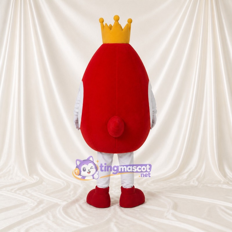 Red Crowned Blood Drop Mascot Costume Full Body for Adults School Events