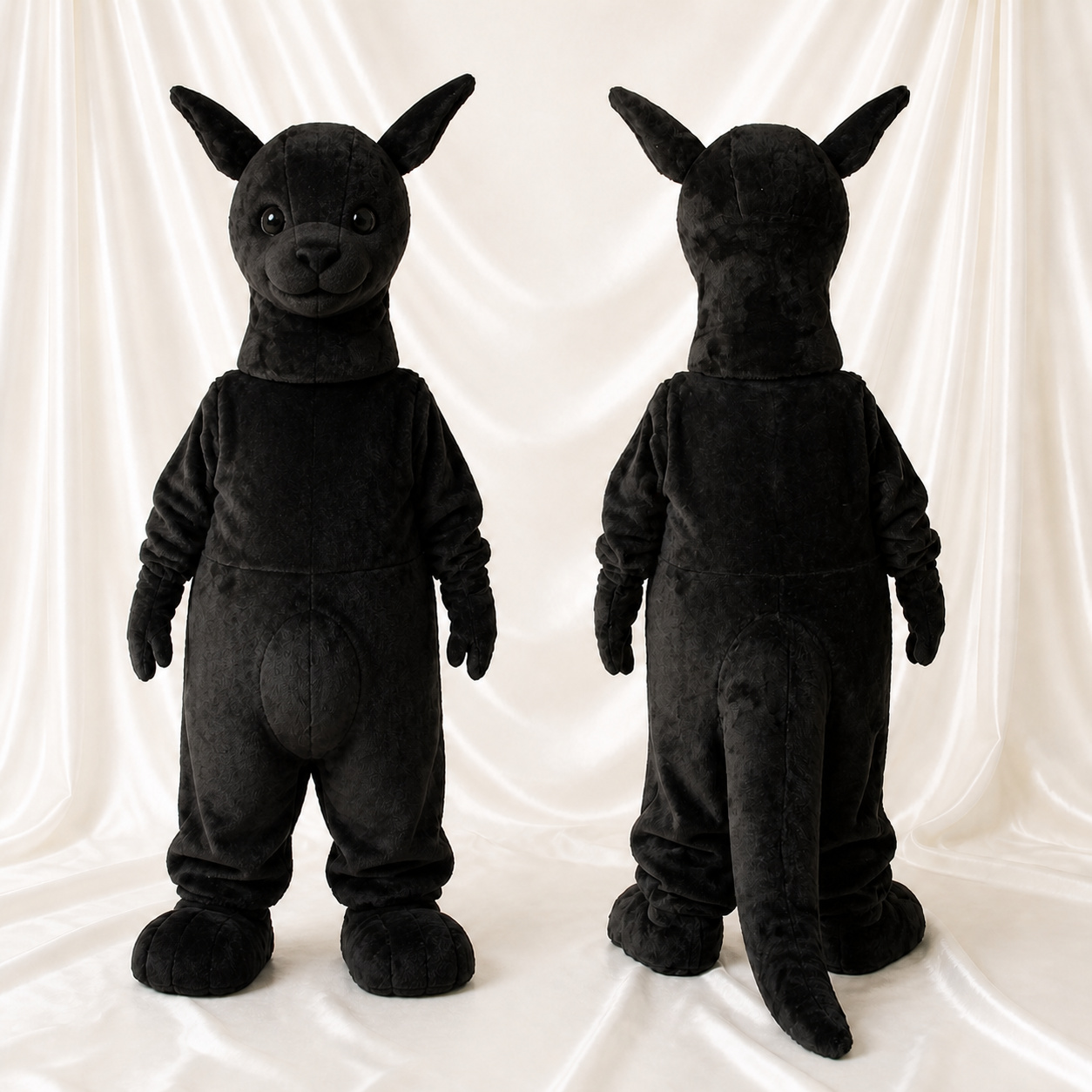 Black Kangaroo Mascot Costume Full Body for Adults School Events Black Kangaroo Mascot Costume Full Body for Adults School Events