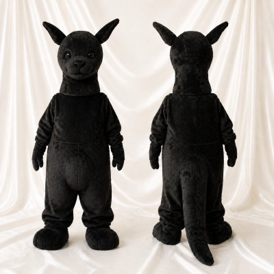 Black Kangaroo Mascot Costume Full Body for Adults School Events