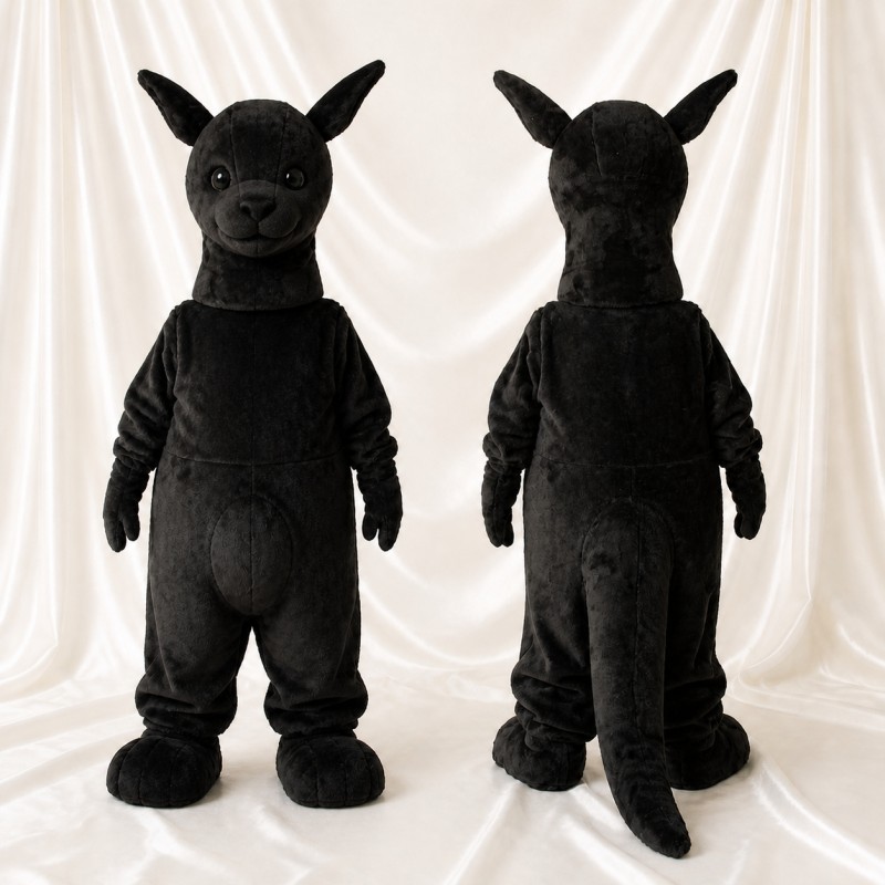 Black Kangaroo Mascot Costume Full Body for Adults School Events