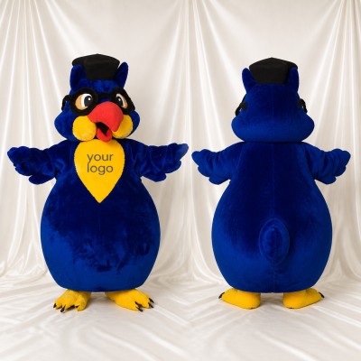 Navy Blue Bird Mascot Costume Full Body for Adults School Events
