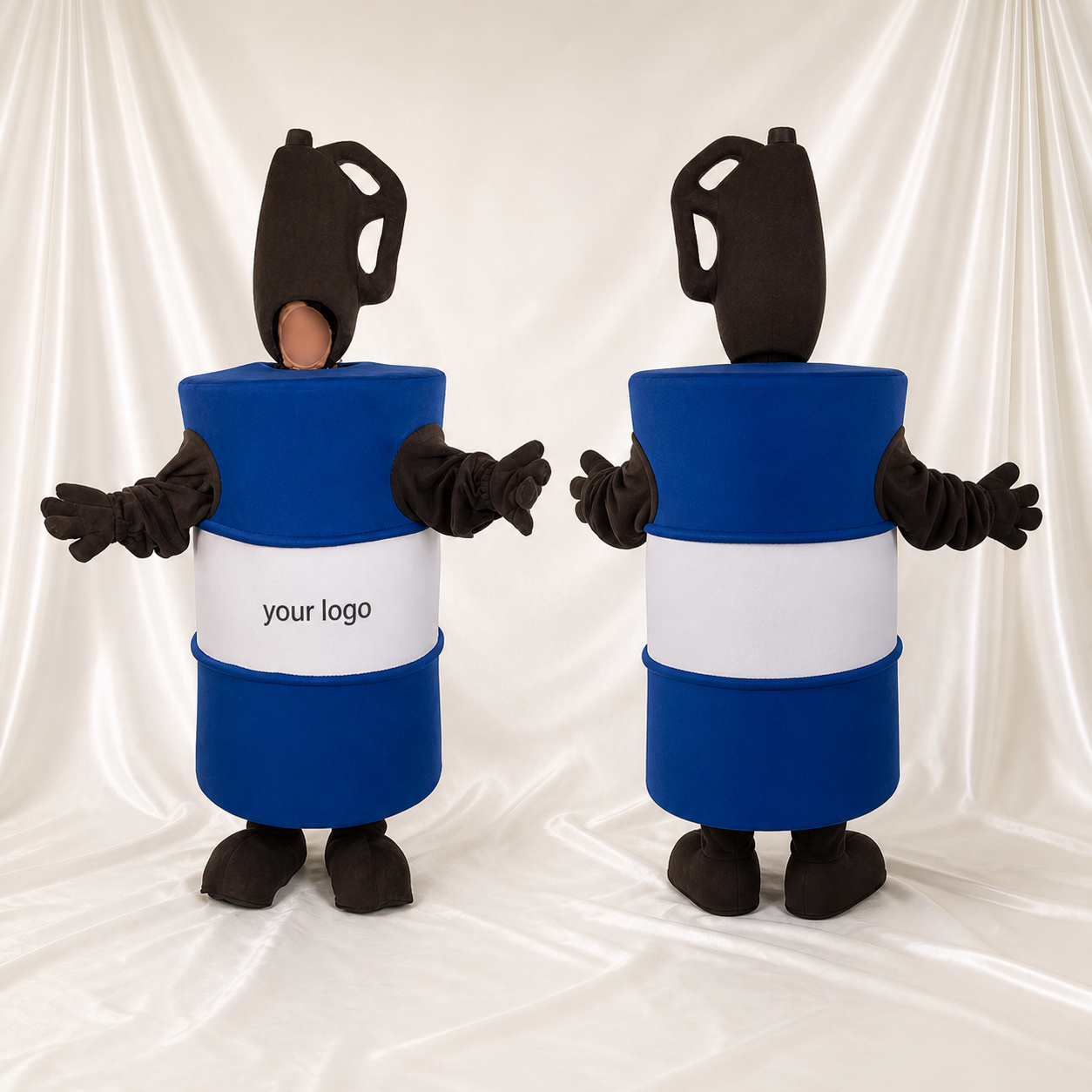 Front Bold Cylinder Mascot Costume Full Body for Adults Promotions Front Bold Cylinder Mascot Costume Full Body for Adults Promotions