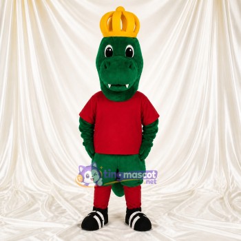Costume de mascotte dinosaure vert roi intégral pour adultes – événements scolaires